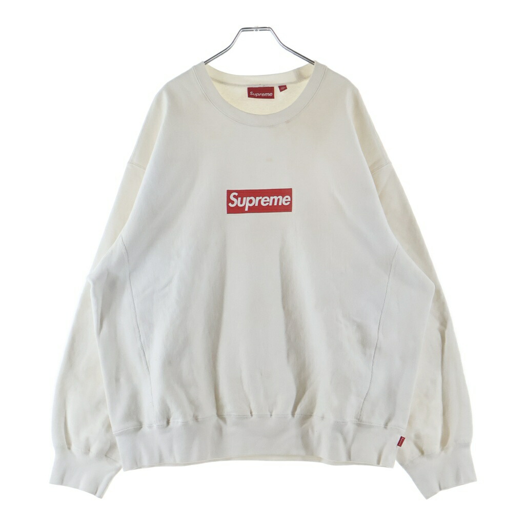 SUPREME(シュプリーム) 大いさ:XL 25SS Washed Box Logo Crewneck ウォッシュド産業 ボックス席ロゴタイプ クルーネックスウェットトレーナー 白いこと【中古】【座標軸B】【色合い白いこと】【取りまわしバス発着場渋谷】