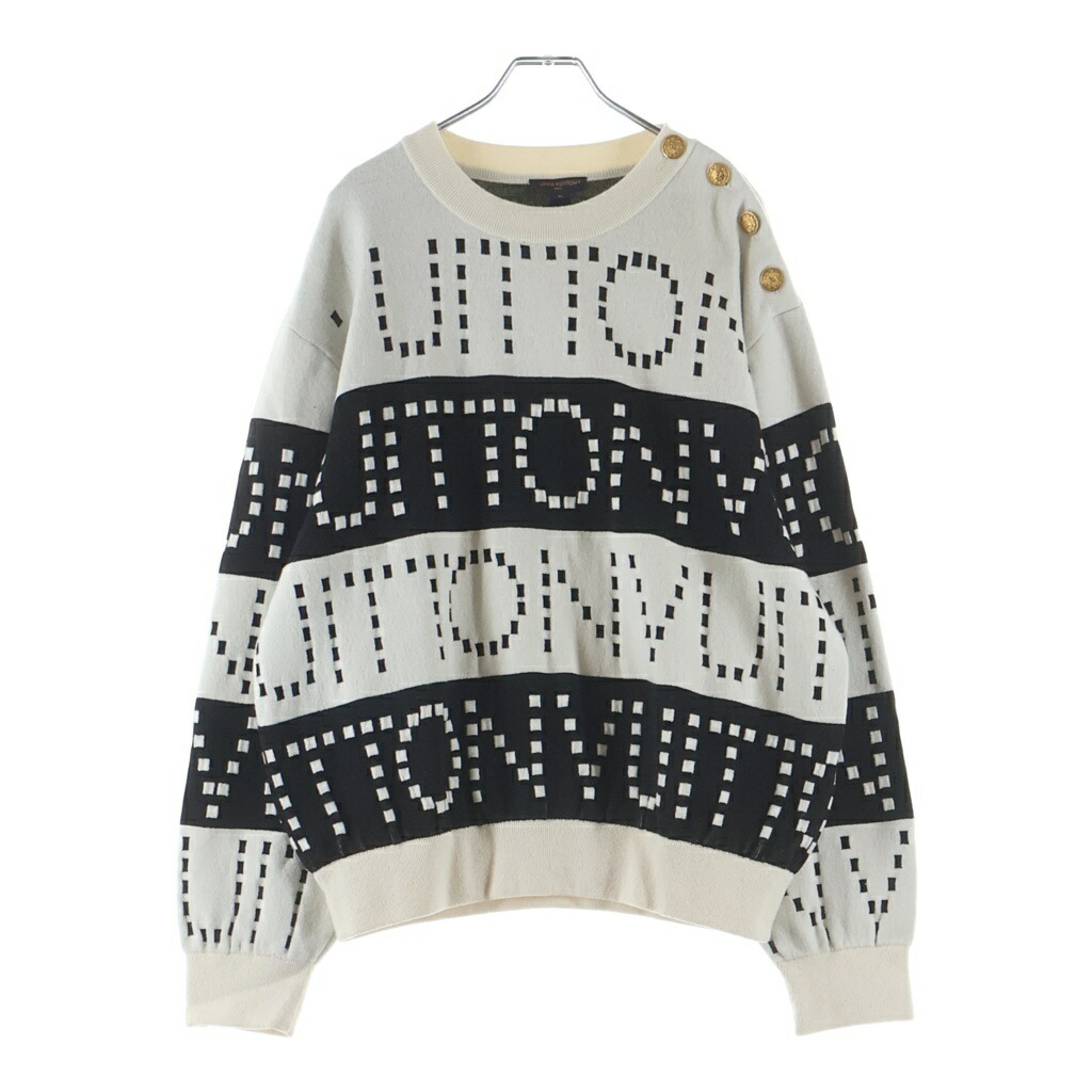 LOUIS VUITTON(ルイヴィトン) 大きさ:XL 23SS 総柄ロゴタイプ 肩部名取り草 編み物スウェーター レディース 白いこと/黒いこと RW231D U39 FOKL20【中古】【座標軸B】【色合い白いこと】【取りまわしバス発着場BRING心斎橋店】