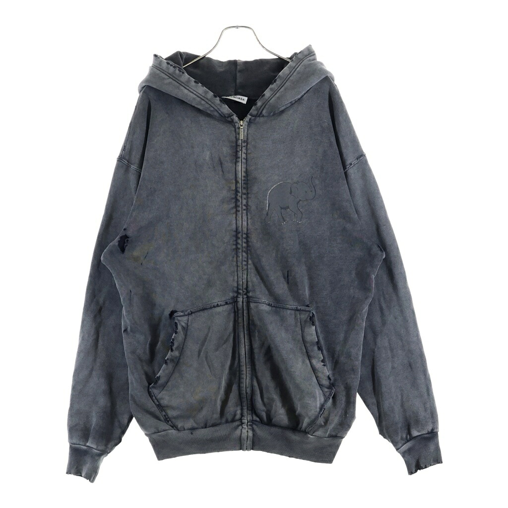BALENCIAGA(バレンシアガ) サイズ:XS 18SS Oversized Zip Hoodie 562488 farfetch限定 ダメージ加工 オーバーサイズ ジップアップパーカー フーディ ブラック【新古品/中古】【程度S】【カラーブラック】【取扱店舗BRING札幌店】|ブランド買取・販売 BRING
