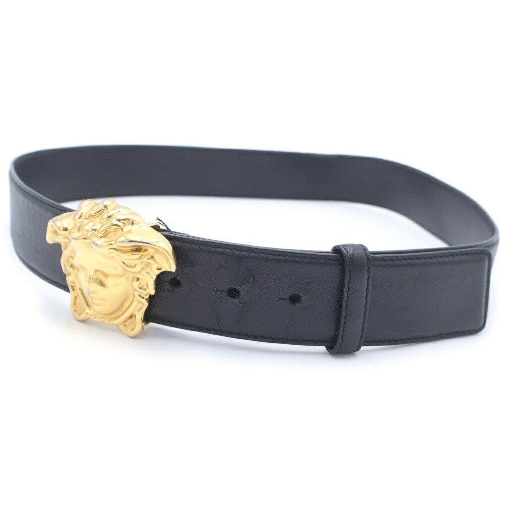 VERSACE(ヴェルサーチ) 大きさ:90/36 メデューサバックル なめし革胴締め 黒いこと DOU4140.DVTP1【中古】【座標軸B】【色つや黒いこと】【取りまわしバス発着場BRING福岡天神店】