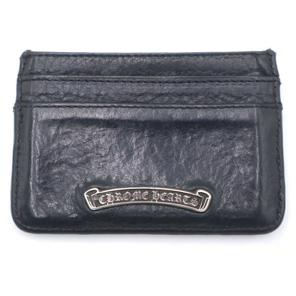 CHROME HEARTS(クロムハーツ) DOUBLE SIDE ダブル姿勢 スクロール下げ札付レザーカードケース 黒いこと【中古】【座標軸B】【色つや黒いこと】【取りまわしバス発着場BRING札幌店】