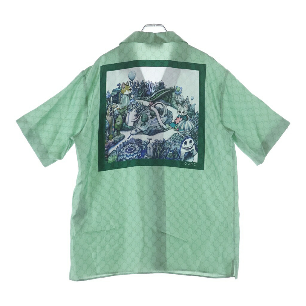 GUCCI(グッチ) 大きさ:46 25SS ×HIGUCHI YUKO ヒグチユウコ シルクツイル 864048 総柄 半袖プルオーバー 緑であること【中古】【座標軸A】【色合い緑であること】【取りまわしバス発着場BRING福岡天神店】