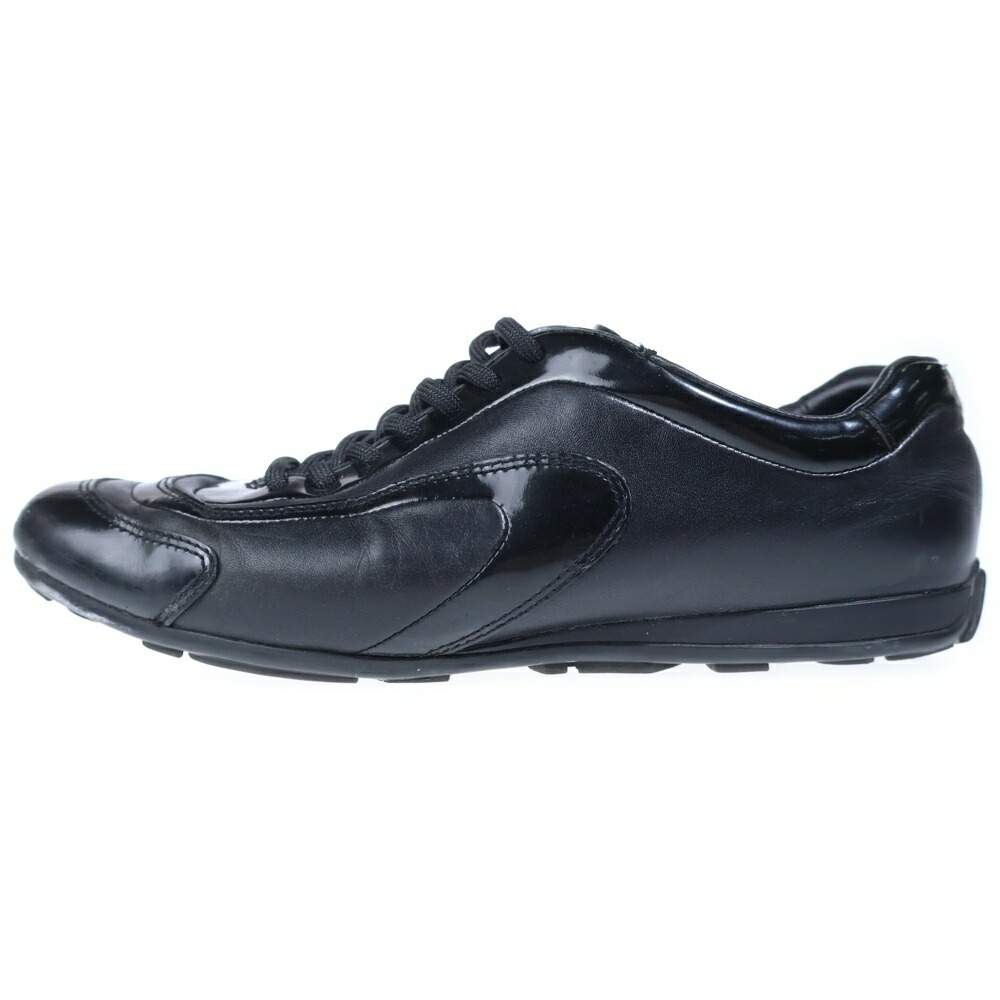 PRADA SPORT(プラダ スポーツ) サイズ:36 パテント コンビレザー レースアップ ローカットシューズ スニーカー ブラック レディース【中古】【程度B】【カラーブラック】【取扱店舗BRING福岡天神店】