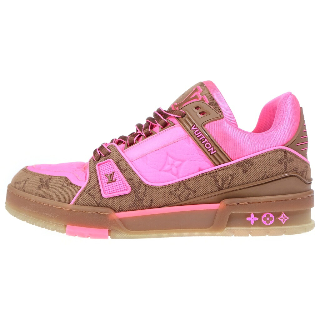 LOUIS VUITTON(ルイヴィトン) 大きさ:7 21年製 LV TRAINER LVトレイナーライン モノグラム ローカットスニーカー さくら色/赤銅色 1A8Z5B【中古】【度合いA】【色つやさくら色】【取りまわしバス発着場BRING札幌店】