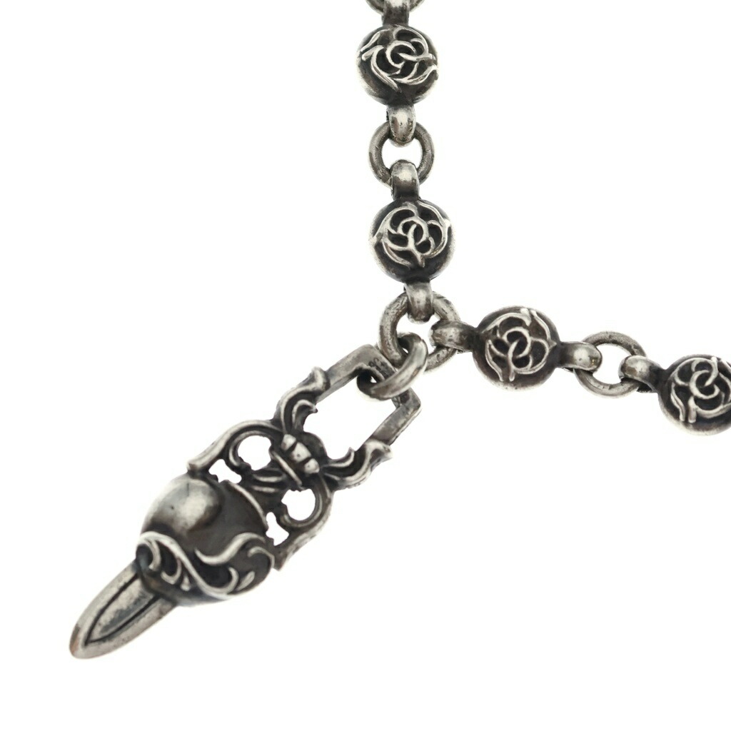 CHROME HEARTS(クロムハーツ) 大きさ:#1 #1 FRLBL CHN HEART DAGGER フローラルボールチェーン ハートダガー 首飾り しろがね色【中古】【度合いB】【色つやしろがね色】【取りまわしバス発着場OneStyle新宿店】