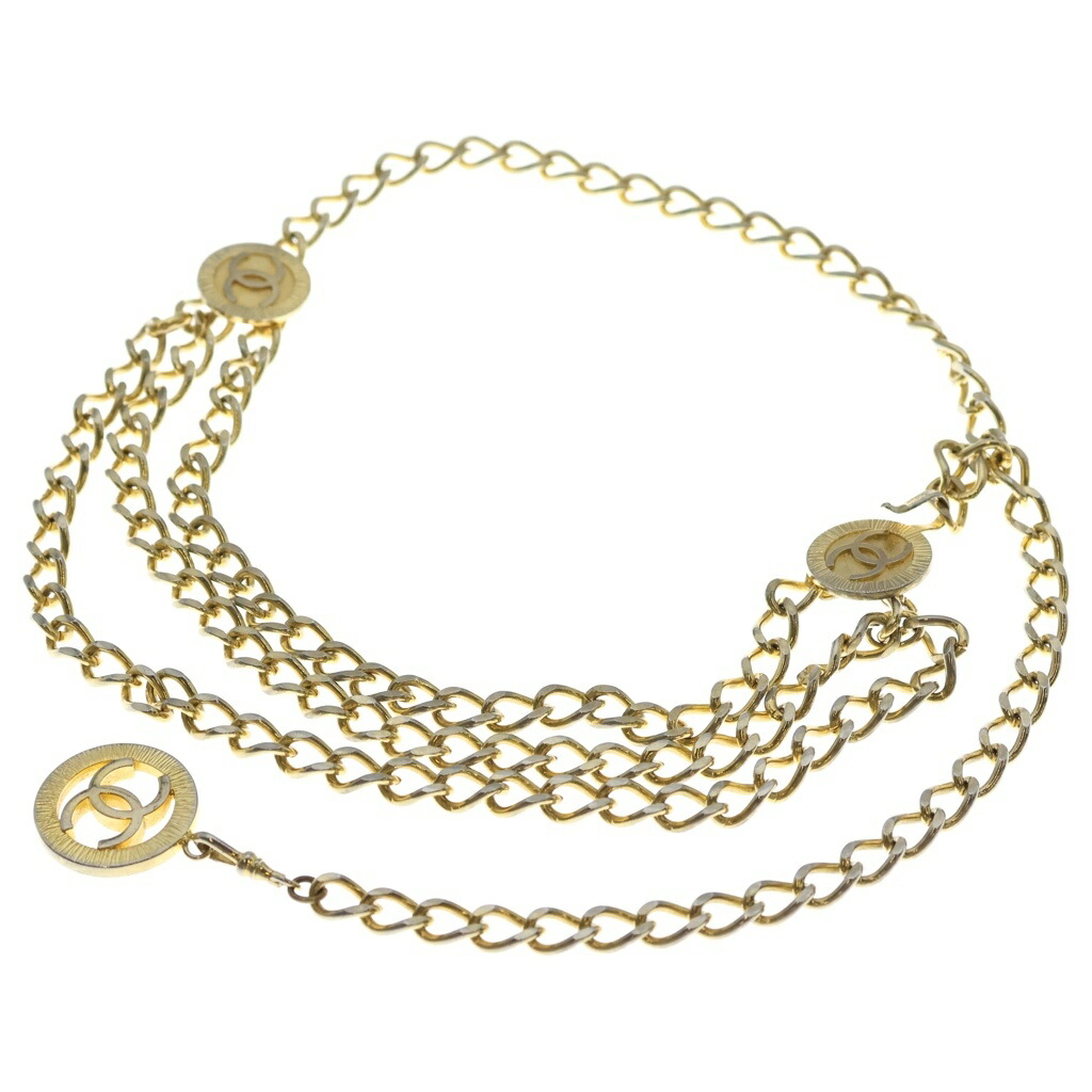 CHANEL(シャネル) 1984 ココマーク 3連チェーン店三尺帯 ゴールド【中古】【座標軸B】【色合いゴールド】【取りまわしバス発着場BRING心斎橋店】