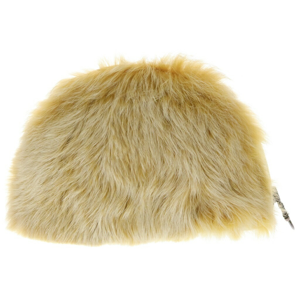 CHROME HEARTS(クロムハーツ) COSMETIC POUCH スクロール下げ札付き添い人ファーコスメポーチ【中古】【座標軸B】【色つやベージュ】【取りまわしバス発着場OneStyle新宿店】