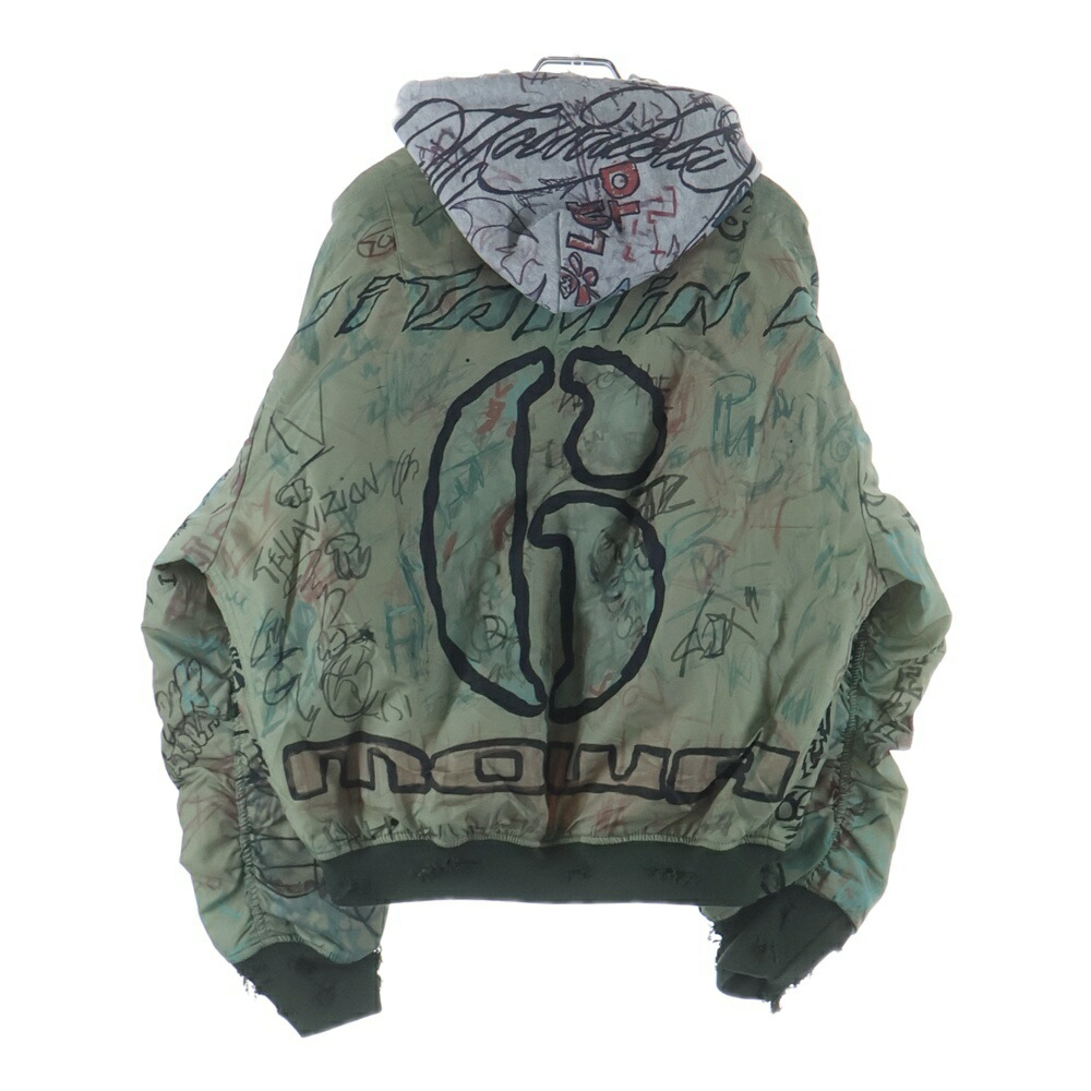 Mowalola(モワローラ) 大きさ:S 25AW GRAFFITI BOMBER JACKET グラフィック ボンバージャケット カーキ【新古品/中古】【座標軸S】【色合いカーキ】【取りまわしバス発着場BRING札幌店】