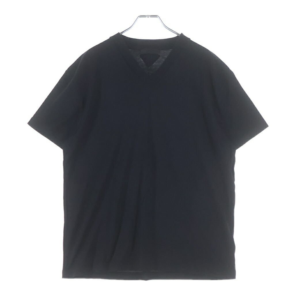 PRADA(プラダ) 大きさ:XXL Vのど首 綿織物 半袖カットソー 黒いこと UJM493-S151-ILK【中古】【度合いA】【色つや黒いこと】【取りまわしバス発着場BRING札幌店】