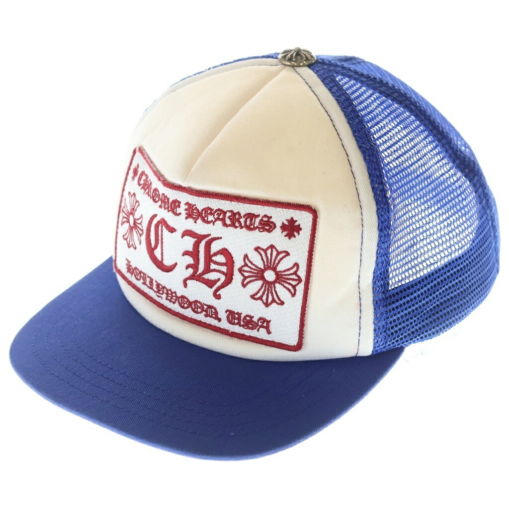 CHROME HEARTS(クロムハーツ) 大きさ:os TRUCKER CAP CH刺しゅう メッシュトラッカーキャップ かぶり笠 青色/赤いこと/白いこと【中古】【座標軸A】【色合い青色】【取りまわしバス発着場BRING札幌店】