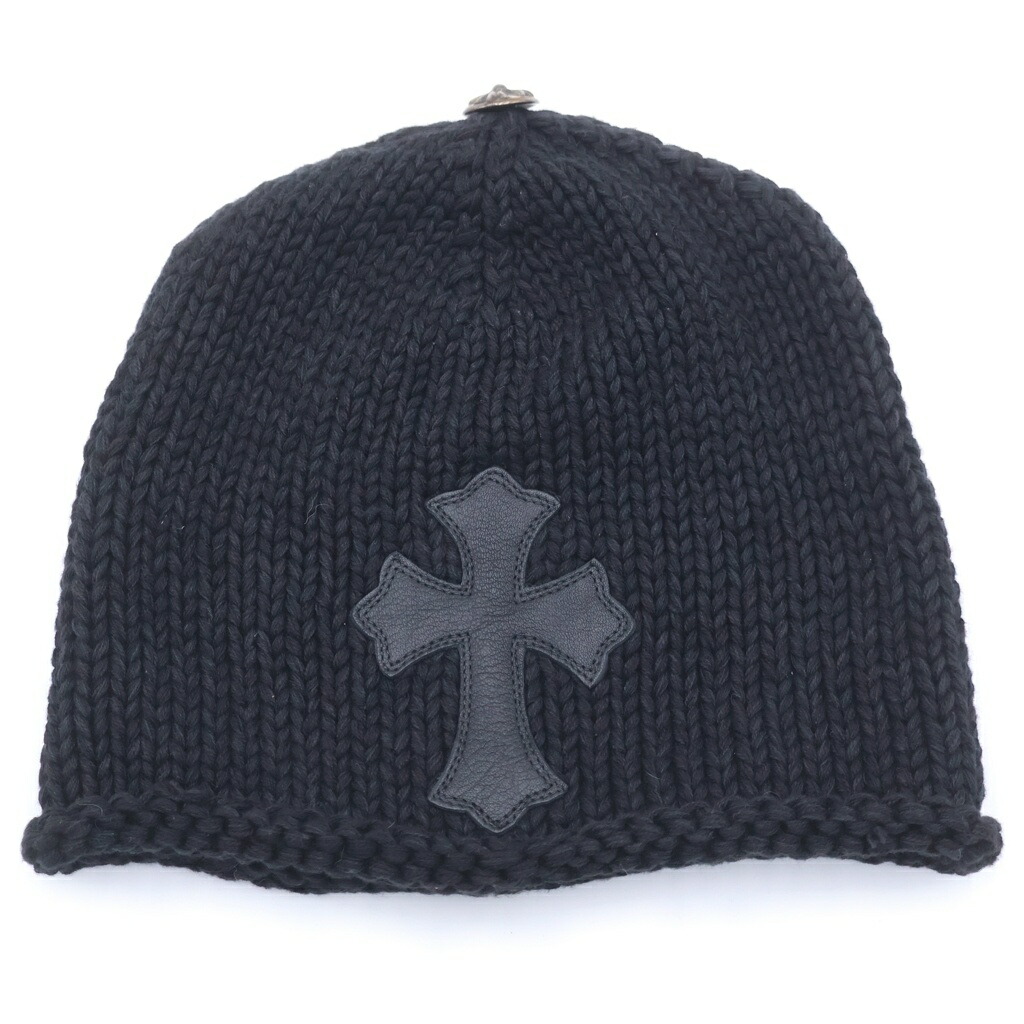 CHROME HEARTS(クロムハーツ) 大きさ:os BEANIE CASH CROSS PATCH はりつけ台継ぎ切れ付き添い人 カシミアビーニー 編み物帽 黒いこと【中古】【度合いB】【色つや黒いこと】【取りまわしバス発着場BRING札幌店】