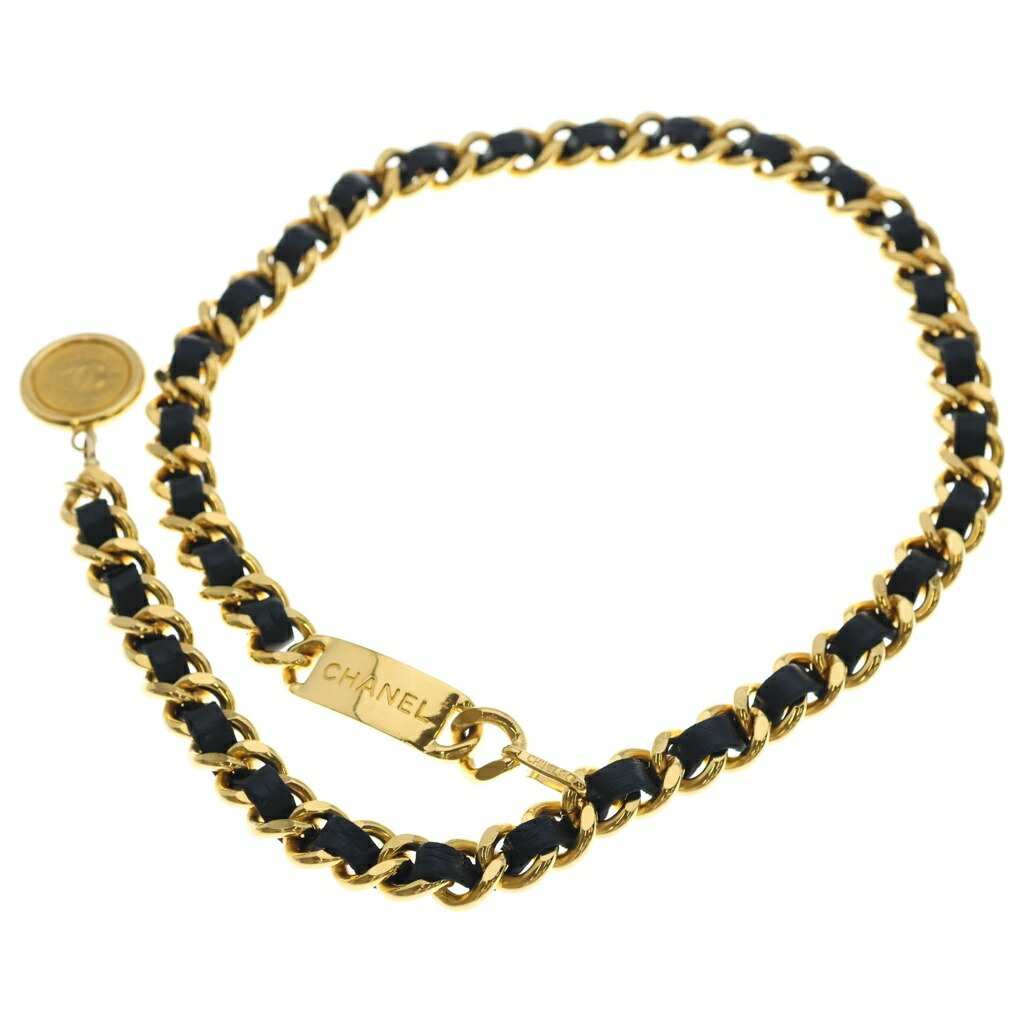 CHANEL(シャネル) CAMBON カンボン ココマーク ロゴタイプお皿 なめし革 チェーン店 三尺帯 ゴールド【中古】【座標軸B】【色合いゴールド】【オンライン制限事項商いもの】