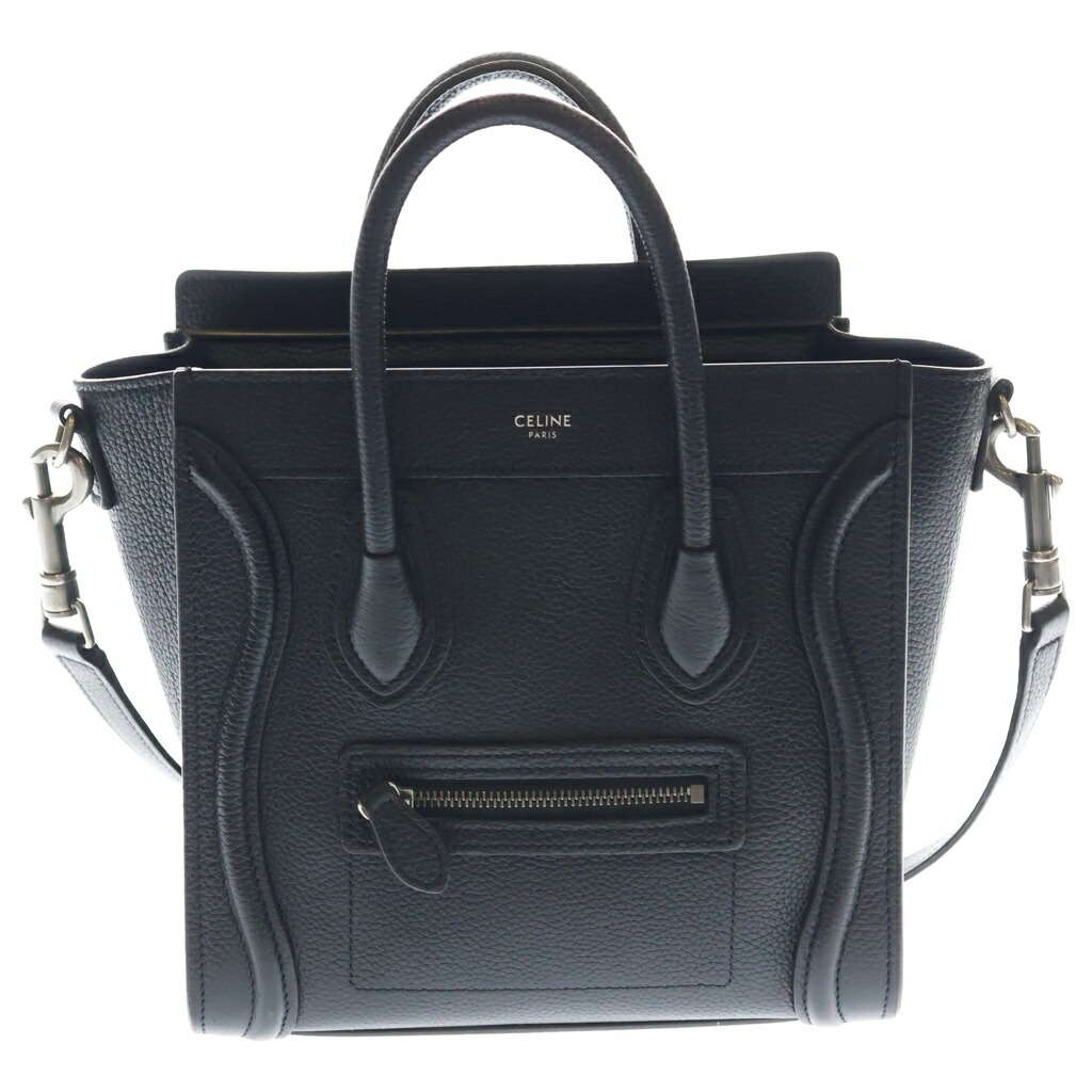 CELINE(セリーヌ) ラゲージナノレザーショッパーバッグ 黒いこと 189243【中古】【座標軸A】【色つや黒いこと】【取りまわしバス発着場BRING札幌店】
