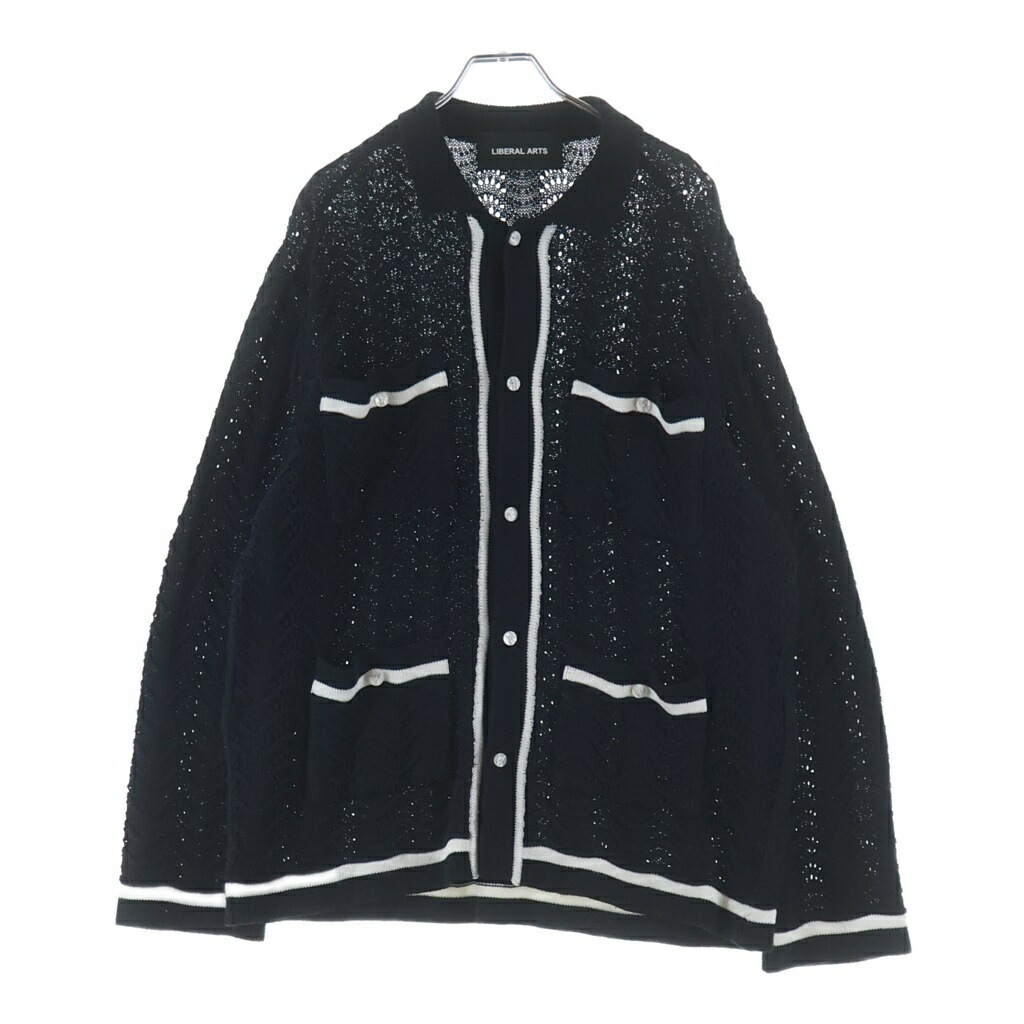 NO BRAND(否ブランド名) 大きさ:1 LIBERAL ARTS(リベラルアーツ) Knit Shirt Cardigan 編み物プルオーバー ジレー 黒いこと【中古】【座標軸B】【色つや黒いこと】【取りまわしバス発着場BRING WASTE_NOT】