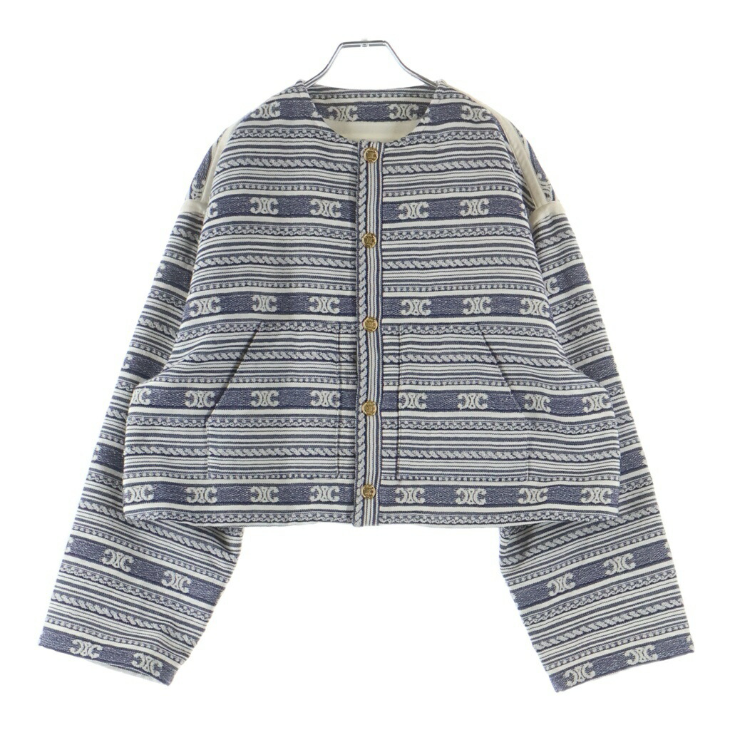CELINE(セリーヌ) 25AW BAJA CARDIGAN JACKET バハ トリオンフ 否色合い上衣 レディース 米国海軍/白いこと RV0NW0028【中古】【座標軸B】【カラーネイビー】【取りまわしバス発着場BRING WASTE_NOT】