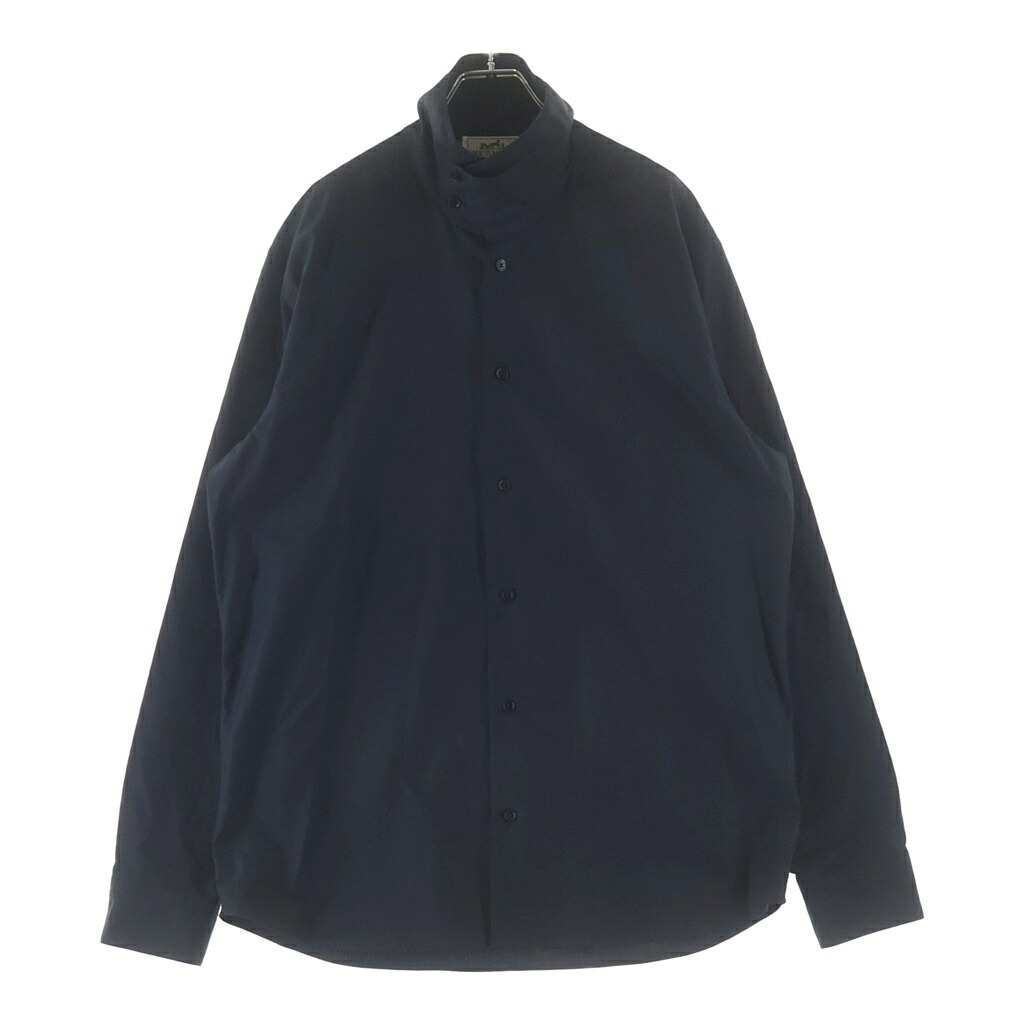 HERMES(エルメス) サイズ:40 チンストラップ コットン ロングスリーブ カフスシャツ ブラック【中古】【程度B】【カラーブラック】【オンライン限定商品】｜ブランド買取・販売　BRING