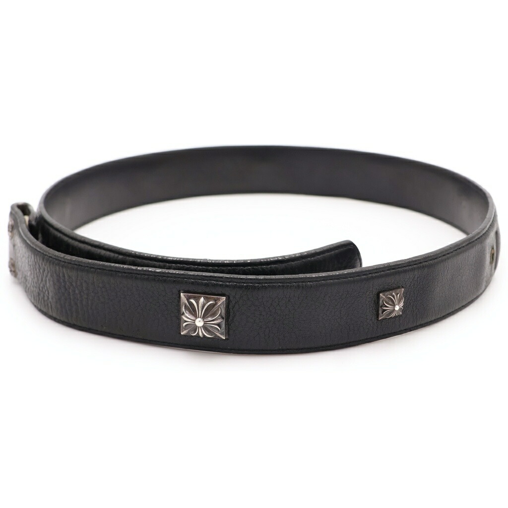 CHROME HEARTS(クロムハーツ) 大きさ:34 ゼロピラミッドスタッズ ベルトストラップ スナップボタン 黒いこと【中古】【度合いB】【色つや黒いこと】【取りまわしバス発着場BRING梅田茶屋町店】