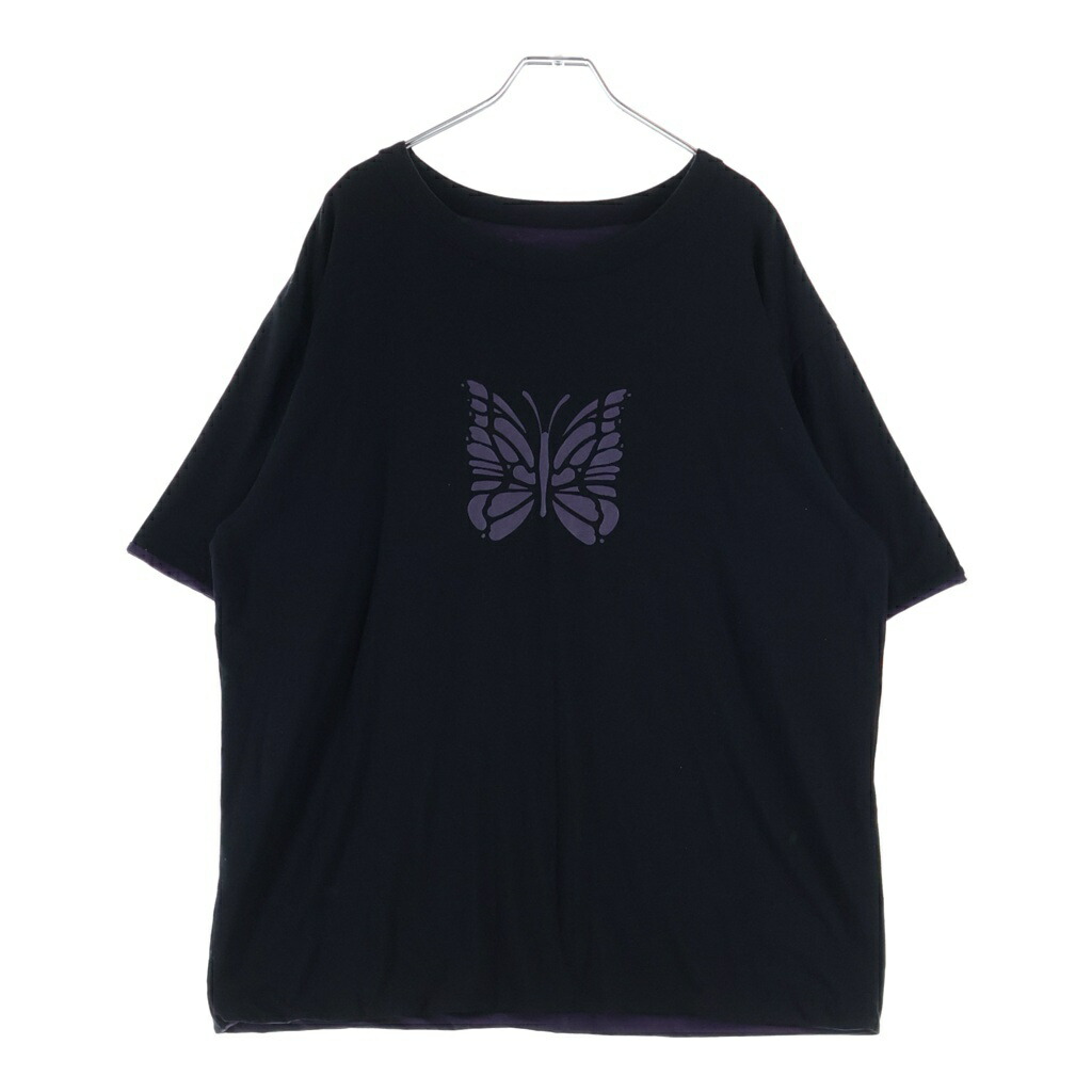 Needles(ニードルス) 大きさ:M Reversible Tee 向こう正面ロゴタイプ 半袖カットソー ブラックパープル【中古】【度合いB】【色つや黒いこと】【取りまわしバス発着場BRING仙台店】