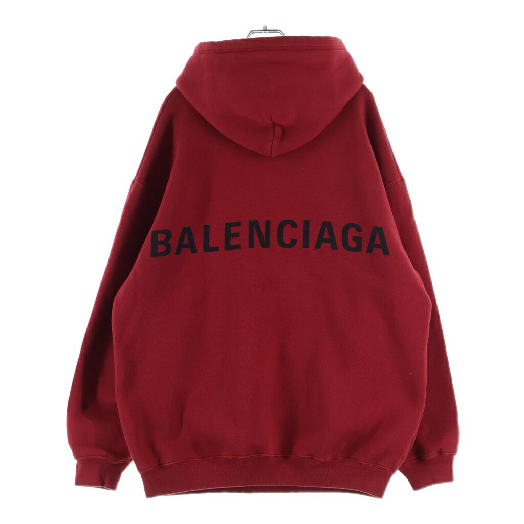 BALENCIAGA(バレンシアガ) 大きさ:S 19SS Logo Pullover hoodie 556143 TDV04 うしろ側ロゴタイプ プルオーバーフーディ 汗水 赤いこと【中古】【座標軸B】【色合い赤いこと】【取りまわしバス発着場BRING仙台店】