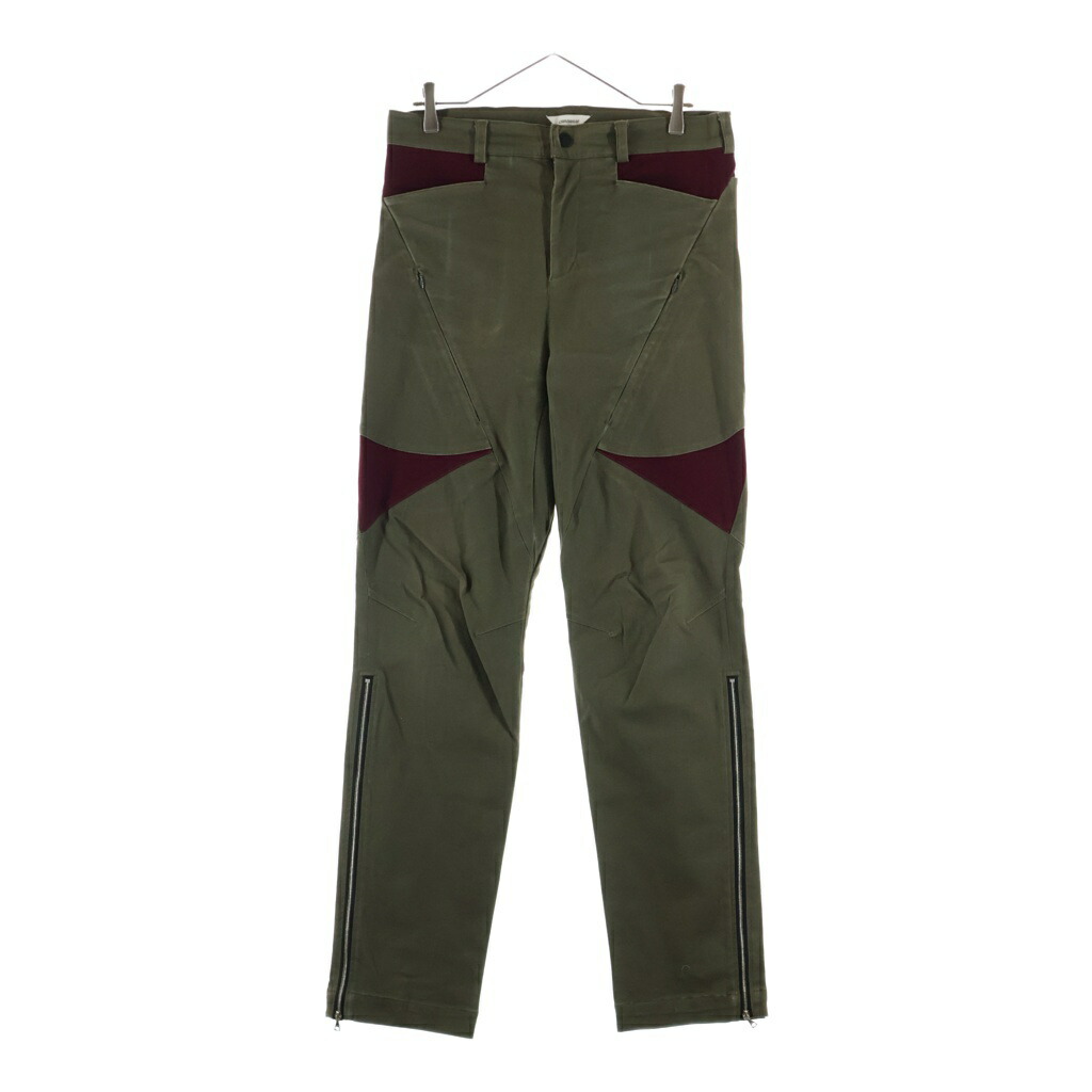 cmmawear(一こま御召しもの) 大きさ:M CALATHEA CURVED SEAM TROUSERS カラテア カーブド サイドジップ ジップフライパンツ カーキ【中古】【座標軸B】【色つやカーキ】【オンライン押さえる商いもの】