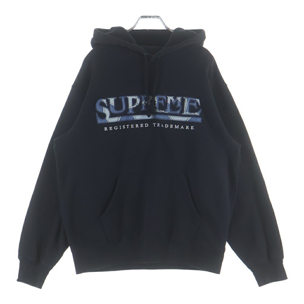 SUPREME(シュプリーム) サイズ:S 21SS Denim Logo Hooded Sweatshirt デニム ロゴ フーデッド スウェットシャツ プルオーバーパーカー ブラック【中古】【程度B】【カラーブラック】【取扱店舗BRING梅田茶屋町店】|ブランド買取・販売 BRING