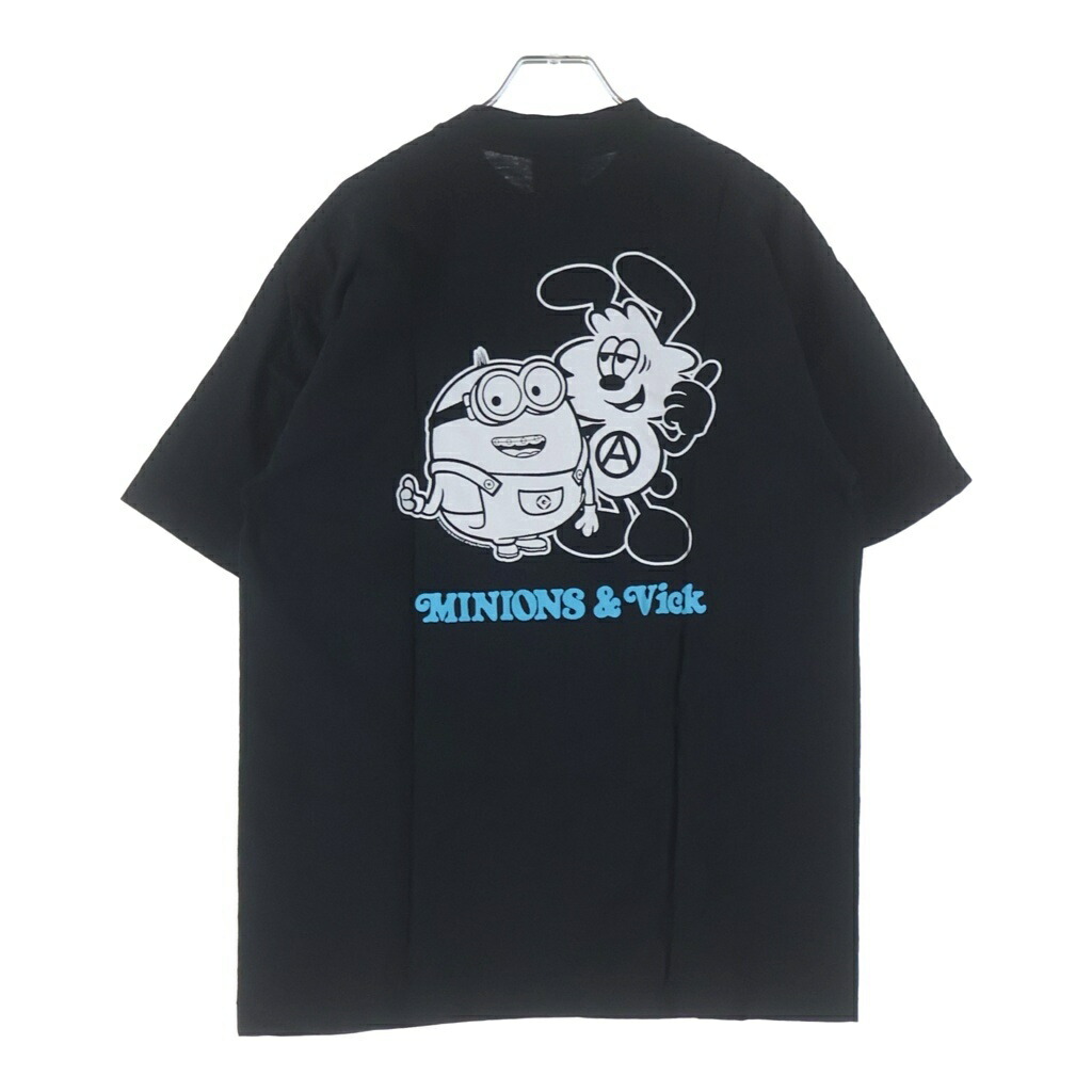 WASTED YOUTH(ウェイステッドユース) 大きさ:M ×MINIONS VERDY VICK BOX SET ミニオンズ ヴェルディ ヴィック ボックス席 書き割り ロゴタイプ刷り上げる 労働者の一団のど首 半袖ティーシャツ カットソー 黒いこと【新古品/中古】【度合いS】【色つや黒いこと】【取りまわしバス発着場BRING福岡天神店】