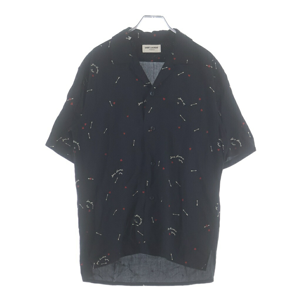 SAINT LAURENT PARIS(サンローランパリ) 大いさ:37 21SS キューピッド刷り上げる半袖プルオーバー 531956 Y2D48 黒いこと【中古】【度合いB】【色合い黒いこと】【取りまわしバス発着場BRING心斎橋店】 カジュアルシャツ-メンズファッション