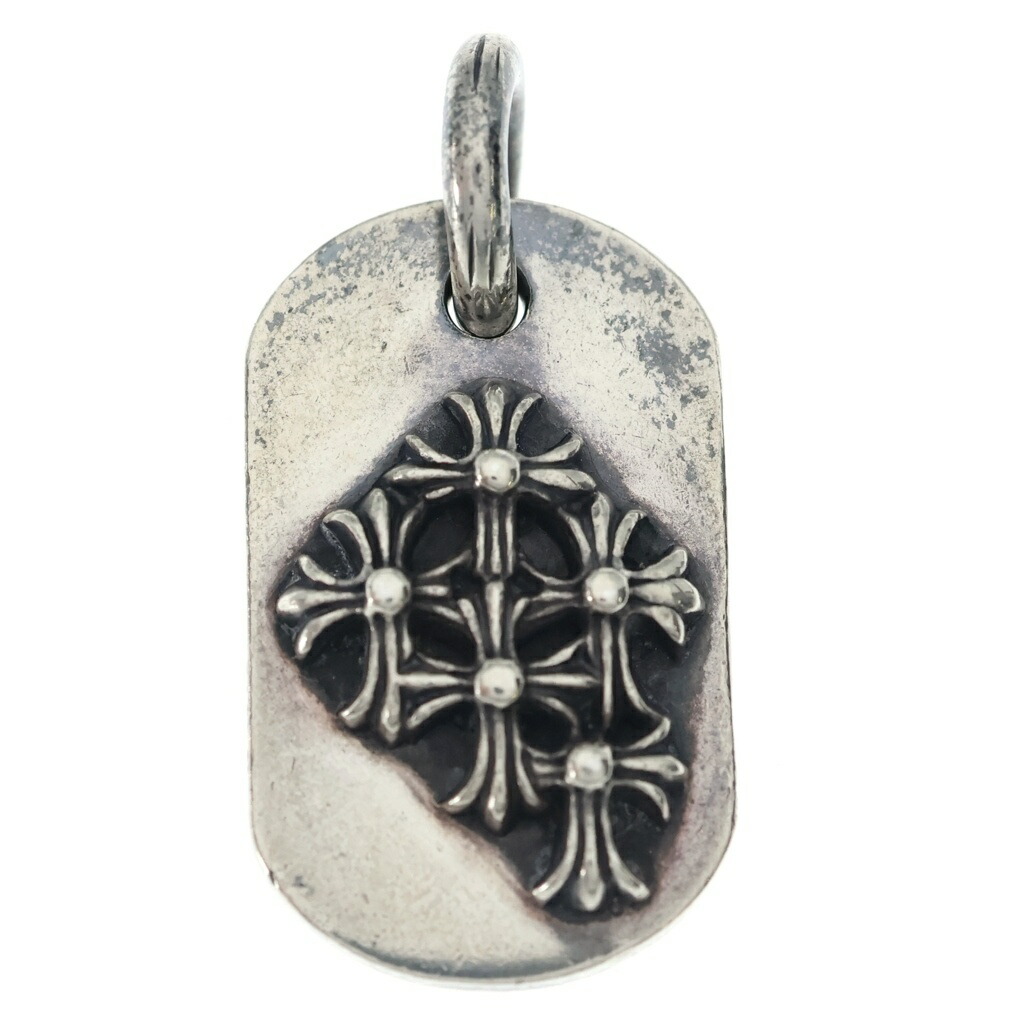 CHROME HEARTS(クロムハーツ) RAISED DOGTAG レイズドドッグタグ 引きつける 首飾りとっ始め しろがね色【中古】【度合いB】【色つやしろがね色】【取りまわしバス発着場OneStyle原宿店】