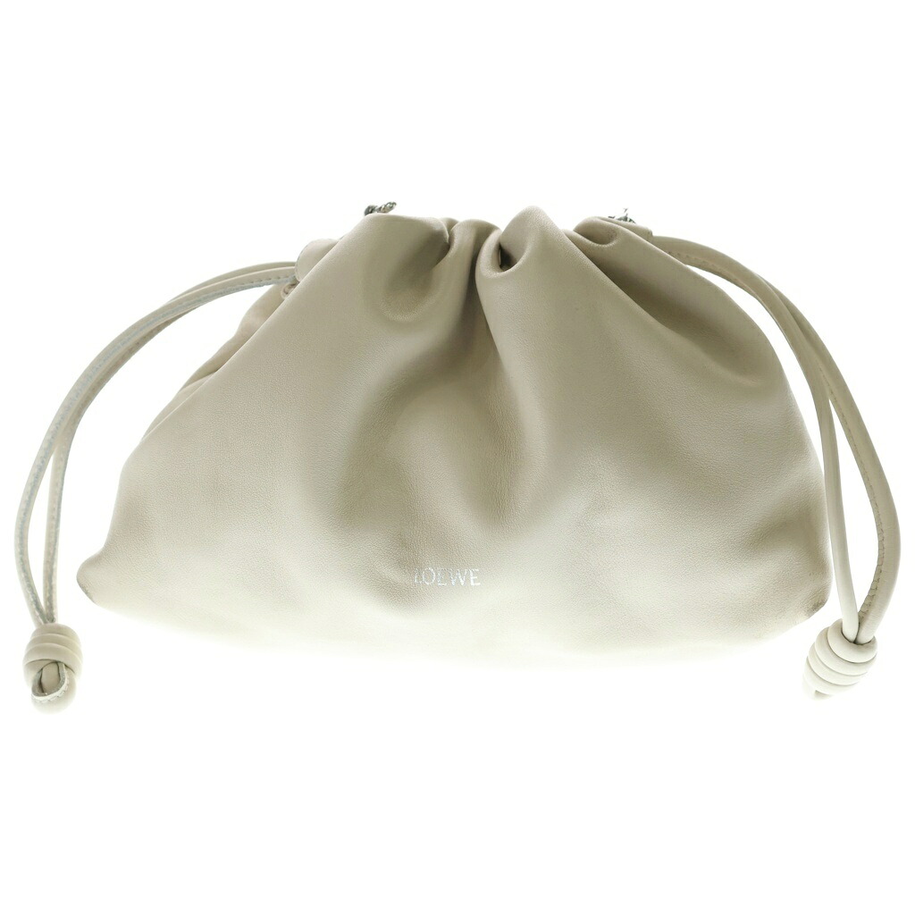 LOEWE(ロエベ) フラメンコバース ショルダーバッグ ハンドバック チェーン店御徒面子 白いこと なめし革 しろがね色金具【中古】【座標軸B】【色つや白いこと】【オンライン押さえる商いもの】