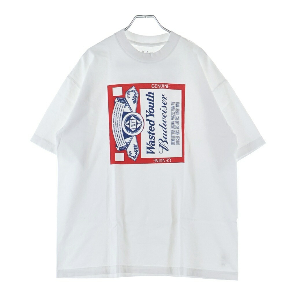 WASTED YOUTH(ウェイステッドユース) 大きさ:L ×Budweiser Tee バドワイザー 刷り上げる 労働者の一団のど首 半袖ティーシャツ カットソー 白いこと【新古品/中古】【度合いS】【色つや白いこと】【取りまわしバス発着場BRING福岡天神店】
