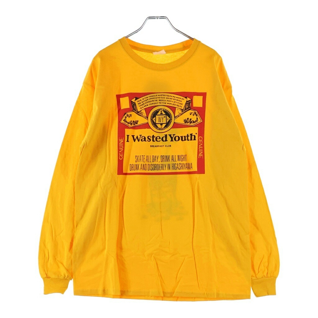 WASTED YOUTH(ウェイステッドユース) 大いさ:L ×BREAKFAST CLUB LS Tee ブレイクファーストクラブ 長袖ティーシャツ ロンT 黄色【中古】【座標軸B】【色合い黄色】【取りまわしバス発着場BRING福岡天神店】