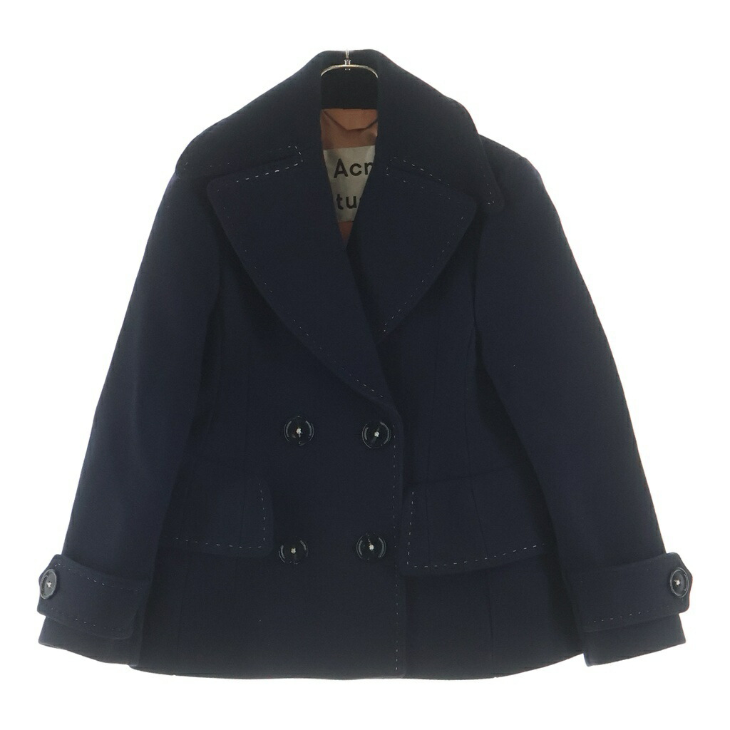 Acne Studios(アクネ ストゥディオズ) 大きさ:32 CHEYE T MELTON シェイティーメルトン 羊毛 白いこと編み目 ダブル上衣 米国海軍 レディース 12V173【中古】【座標軸A】【カラーネイビー】【オンライン押さえる商いもの】