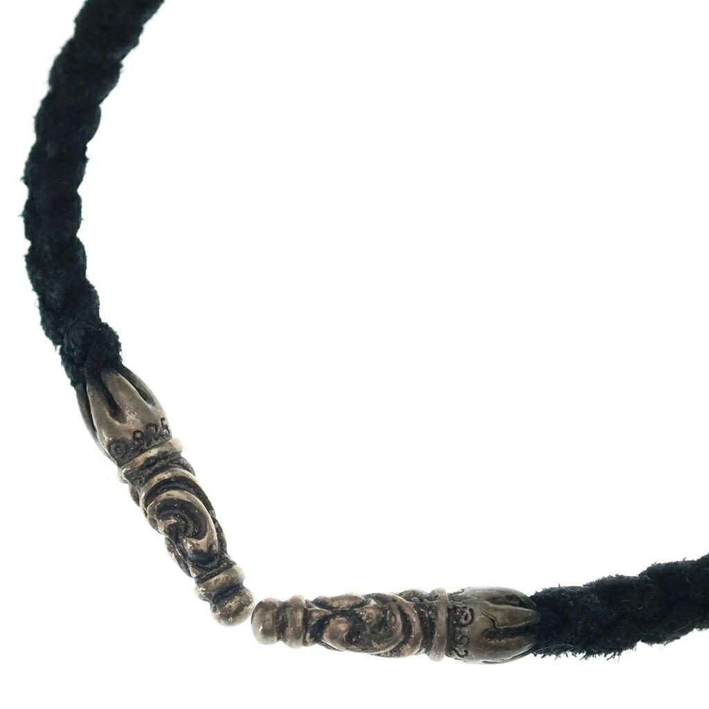 CHROME HEARTS(クロムハーツ) LEATHER BRAID SCROLL ネックレス レザーブレイドネックレス ブラック/シルバー BCA377【中古】【程度B】【カラーシルバー】【取扱店舗OneStyle名古屋パルコ店】｜ブランド買取・販売　BRING