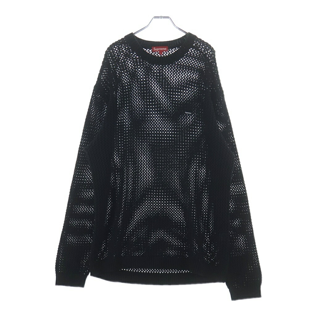 SUPREME(シュプリーム) 大きさ:L 22SS Open Knit Small Box Sweater 開けはなし編み物 スモールボックス席 汗水 黒いこと【中古】【度合いB】【色つや黒いこと】【取りまわしバス発着場新宿】