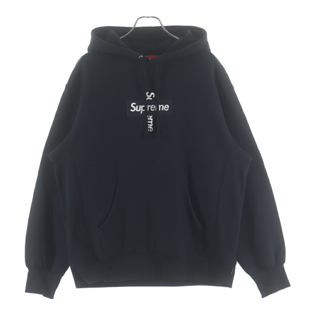 SUPREME(シュプリーム) 大きさ:M Cross Box Logo Hooded Sweatshirt クロスボックスロゴ ティーシャツパーカー 黒いこと【中古】【座標軸B】【色合い黒いこと】【取りまわしバス発着場BRING京都河原町店】