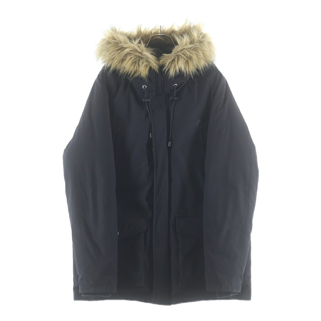 SCHOTT(打つこと) 大きさ:L HOODED DOWN JACKE フーデッド 落ちこむ 上衣 黒いこと【中古】【座標軸B】【色合い黒いこと】【オンライン制限事項商いもの】