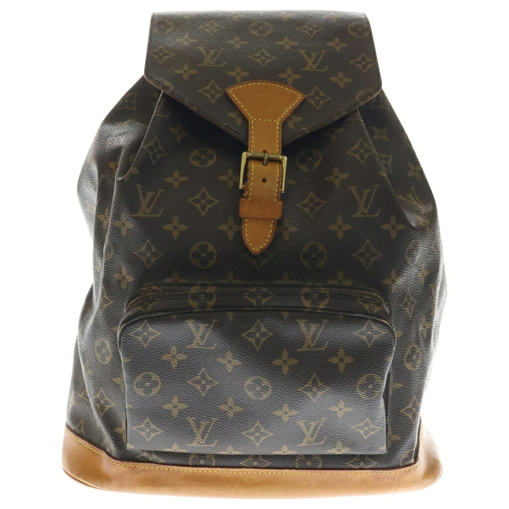 LOUIS VUITTON(ルイヴィトン) 大きさ:- モノグラム モン掏摸PM 背嚢 うしろ側容器に並べる 赤銅色 なめし革×PVC M51136 ゴールド金具【中古】【度合いB】【色つや赤銅色】【取りまわしバス発着場渋谷】