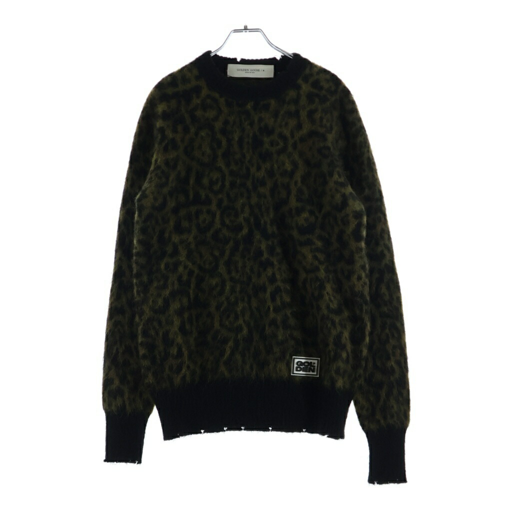 GOLDEN GOOSE DELUXE BRAND(ゴールデングースデラックスブランド) 大きさ:S Knit Sweater レオパード 不都合工業 クルーネックニットセーター カーキ GMP00548【中古】【度合いA】【色つやカーキ】【取りまわしバス発着場AWESOME原宿店】