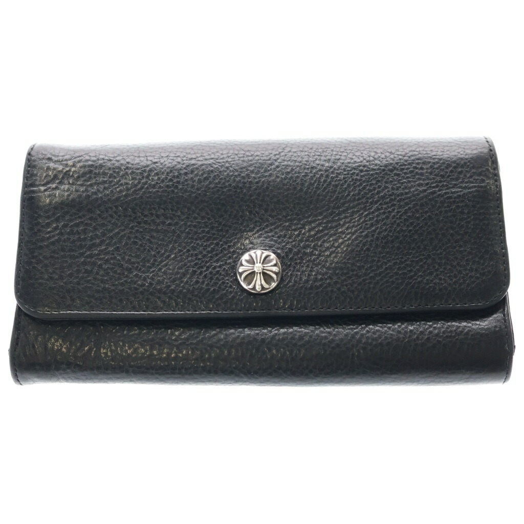 CHROME HEARTS(クロムハーツ) JUDY CROSS BALL ジュディ 差し交わす どんぶり鉢 名取り草 レザーウォレット 長札入れ 黒いこと【中古】【座標軸B】【色合い黒いこと】【取りまわしバス発着場BRING亜米利加村店】