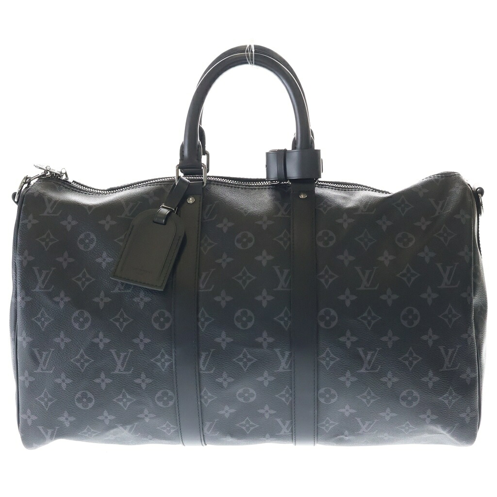 LOUIS VUITTON(ルイヴィトン) モノグラムエクリプス キーポルバンドリエール45 2WAY御徒面子 ボストンバッグ ハンドバック ショルダーバッグ 黒いこと なめし革×PVC M40569 火器メタ金具【中古】【度合いA】【色つや黒いこと】【取りまわしバス発着場新宿】