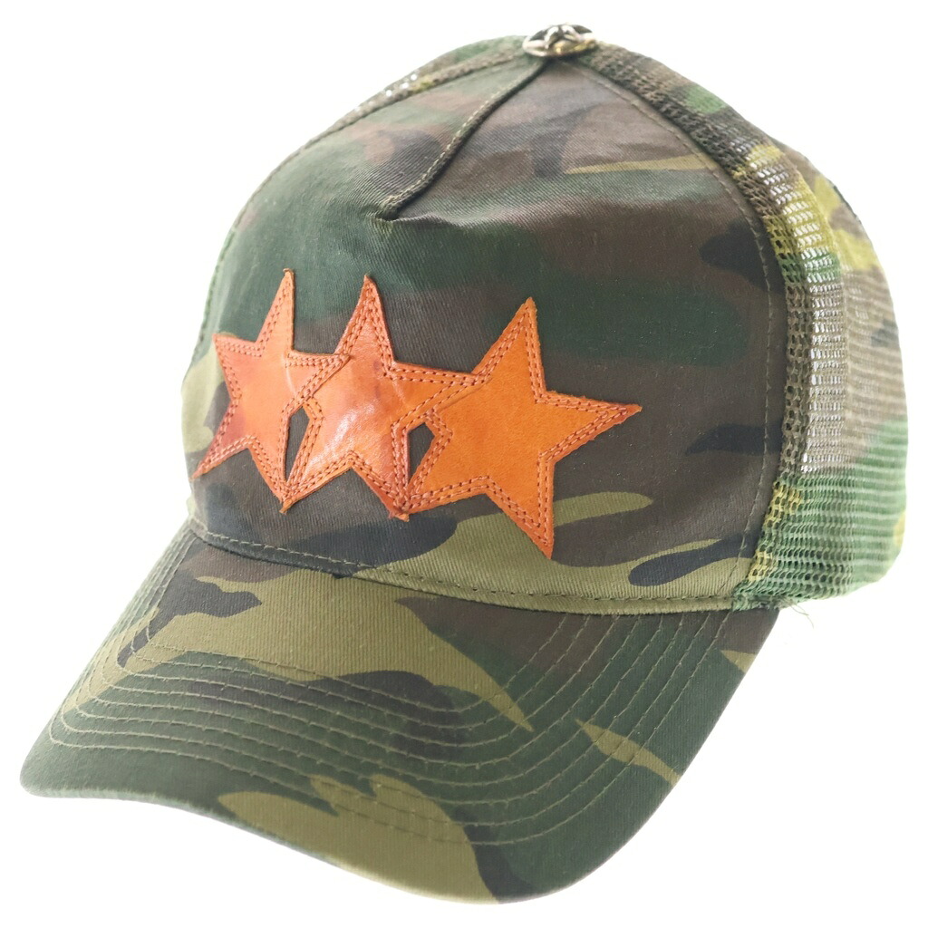 CHROME HEARTS(クロムハーツ) OLD TRUCKER CAP レザースターパッチ カモ柄 メッシュ トラッカーキャップ カーキ【中古】【程度B】【カラーカーキ】【取扱店舗BRINGアメリカ村店】|ブランド買取・販売 BRING