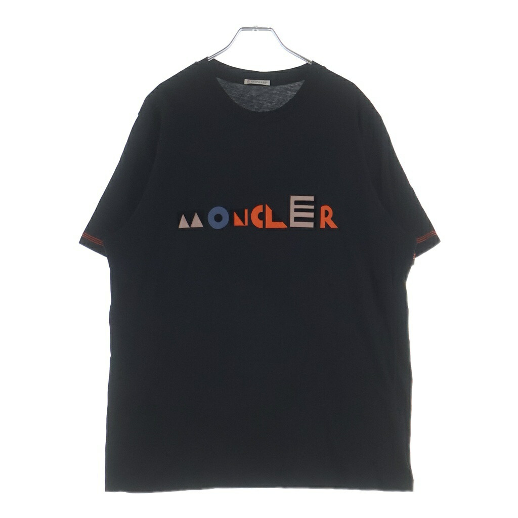 MONCLER(モンク線路) 大きさ:L 20AW MAGLIA マグリア フロントロゴプリント 労働者の一団のど首半袖プルオーバー カットソー 黒いこと F20918C76510【中古】【座標軸B】【色合い黒いこと】【取りまわしバス発着場BRING福岡天神店】
