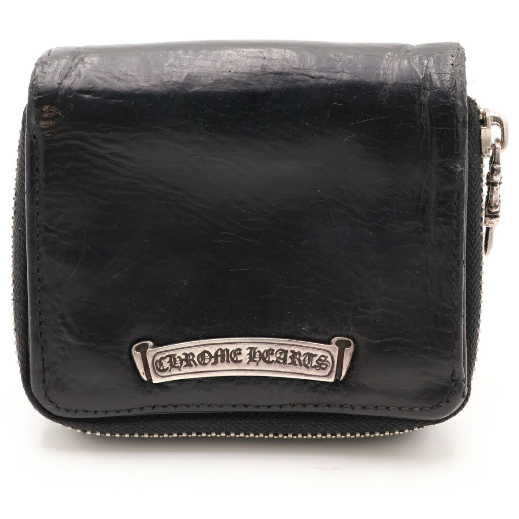 CHROME HEARTS(クロムハーツ) SQ ZIP BILL スクエアジップビル レザーウォレット 札入れ 黒いこと BCA376【中古】【座標軸B】【色合い黒いこと】【取りまわしバス発着場BRING札幌店】