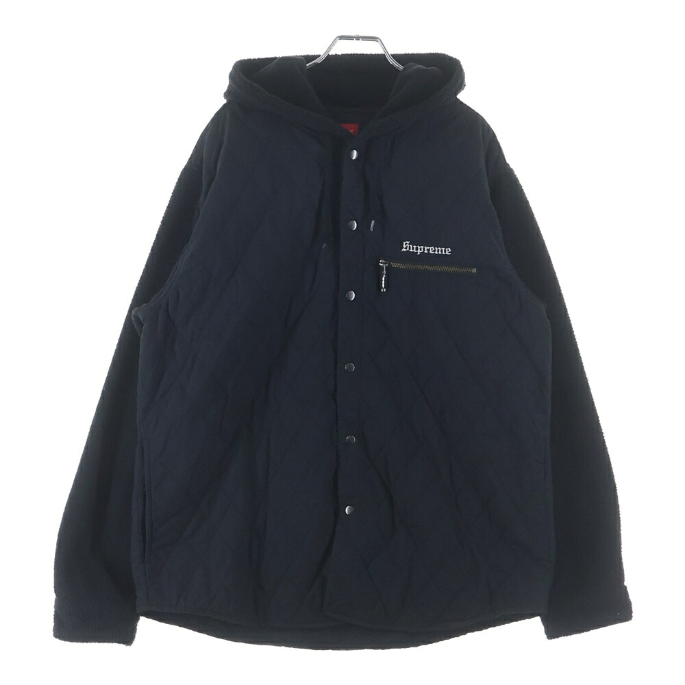 SUPREME(シュプリーム) 大きさ:L 17AW Hooded Fleece Nylon Shirt ボンネット付き添い人 プルオーバー上衣 黒いこと【中古】【度合いA】【色つや黒いこと】【オンライン押さえる商いもの】