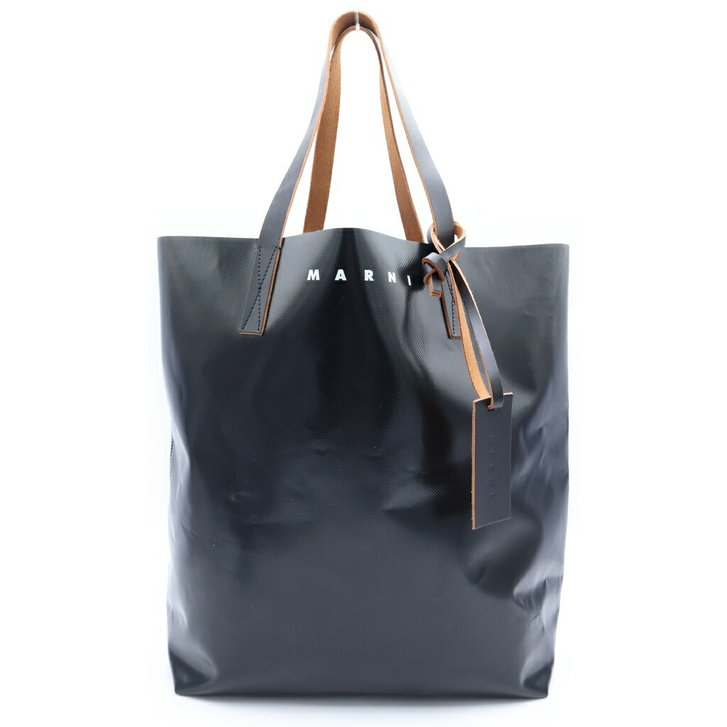 MARNI(マルニ) バイ色合い ロゴトートバッグ ハンドバック PVC ツートンカラー 黒いこと/青色 SHMQ0000A3 P3572【中古】【座標軸B】【色合い黒いこと】【取りまわしバス発着場BRING廟堂店】