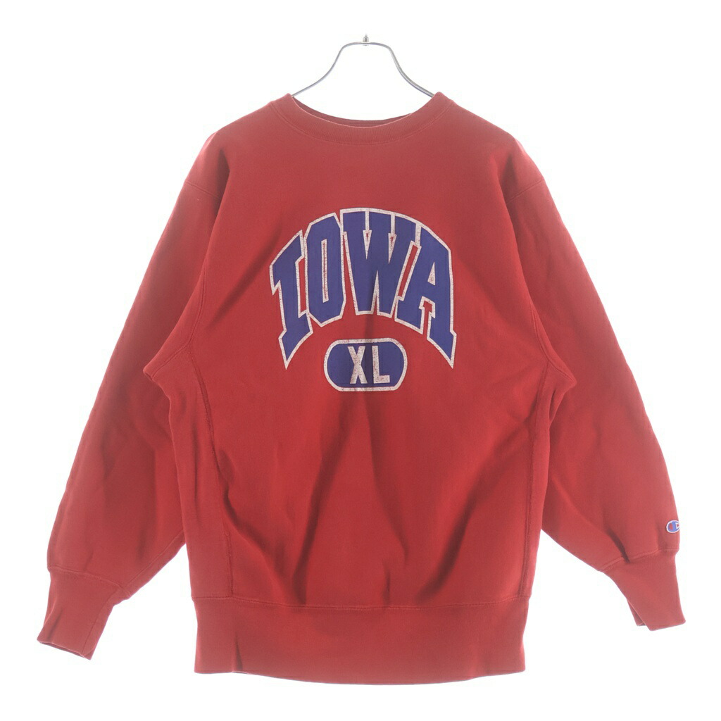 CHAMPION(はやりっ子) 大きさ:XL 80s REVERSE WEAVE IOWA リバースウィーブ アイオワ トリコタグ 向こう正面刷り上げる スウェットトレーナー 赤いこと【中古】【座標軸B】【色つや赤いこと】【取りまわしバス発着場BRING梅田茶屋町店】