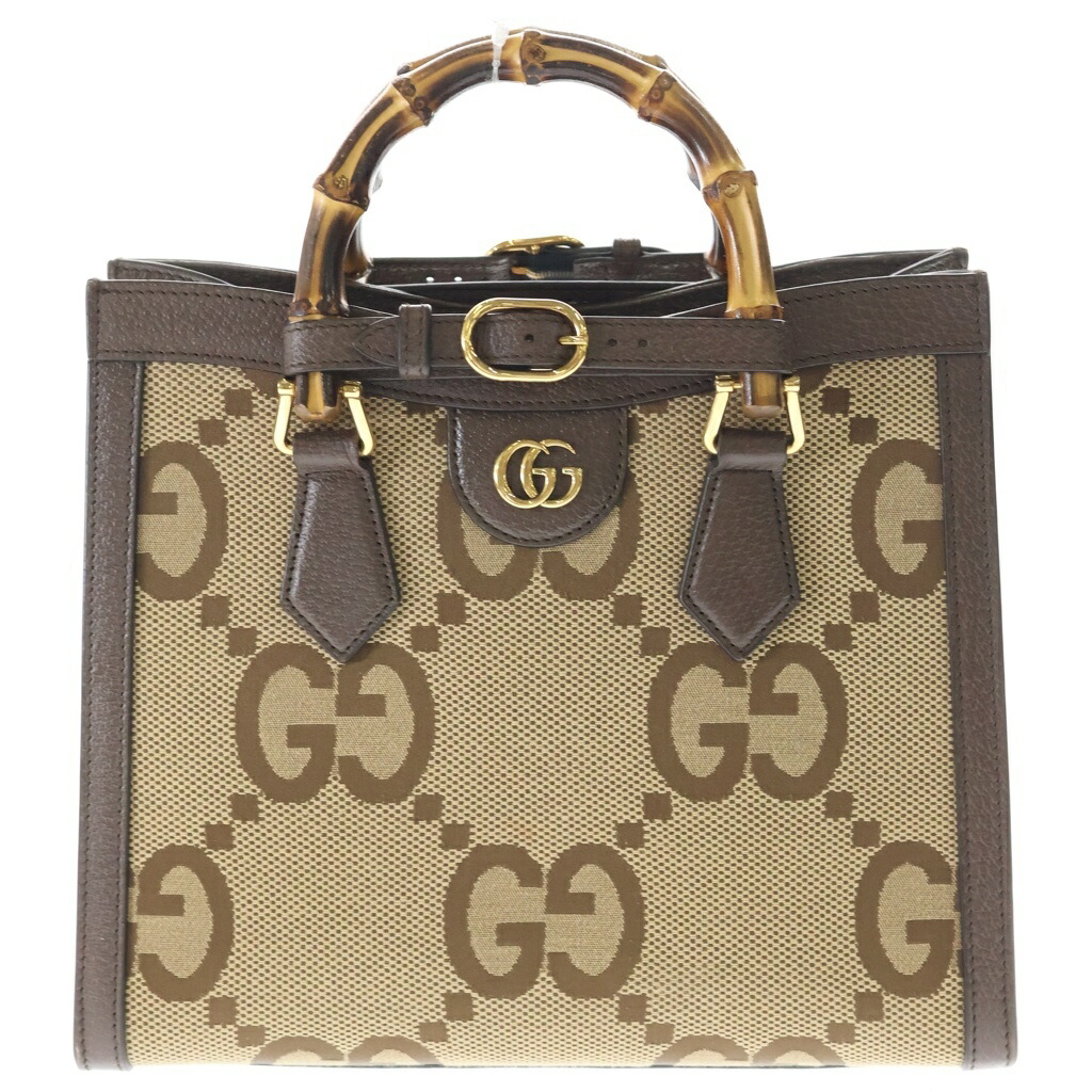 GUCCI(グッチ) ジャンボGG ダイアナ バンブー スモール 帆布 なめし革 2WAY 御手々 ショルダーバッグ 赤銅色 660195【中古】【座標軸B】【色つや赤銅色】【取りまわしバス発着場渋谷】