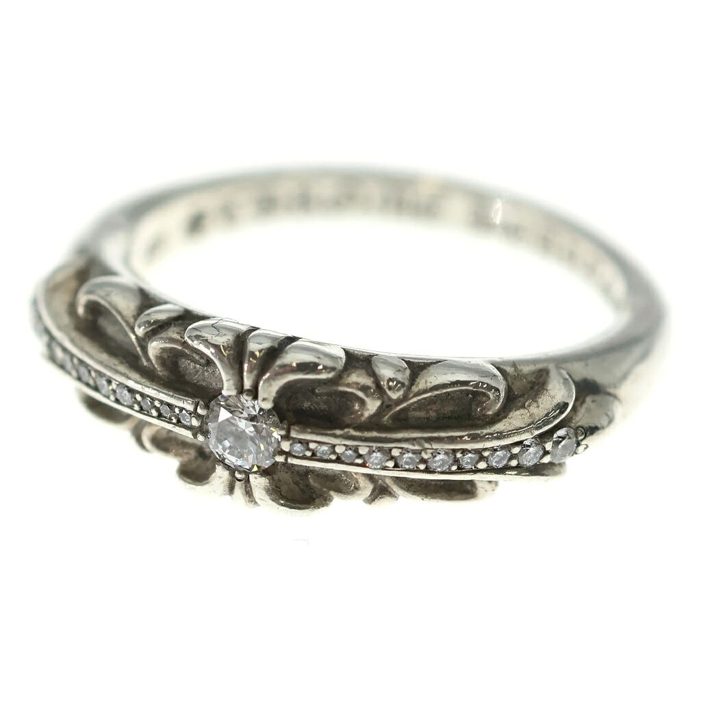 CHROME HEARTS(クロムハーツ) 大きさ:16.0号 BABY CLSC P D ベイビークラシックフローラルクロス PAVE金剛石 しろがね色輪っか【中古】【度合いB】【色つやしろがね色】【取りまわしバス発着場OneStyle名古屋運動場店】