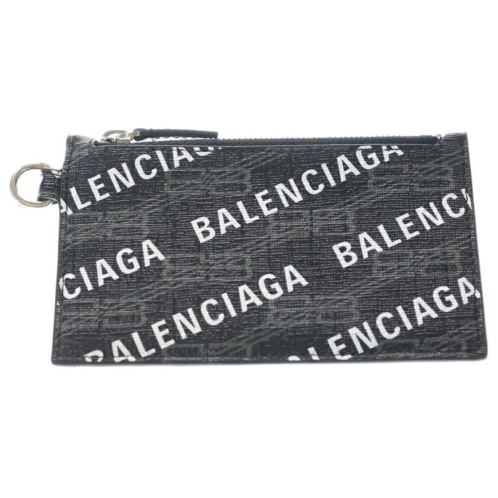 BALENCIAGA(バレンシアガ) 同盟罷工一回り付ロゴプリントカードケース 黒いこと 594548【新古品/中古】【度合いS】【色つや黒いこと】【取りまわしバス発着場BRING渋谷ANNEX店】