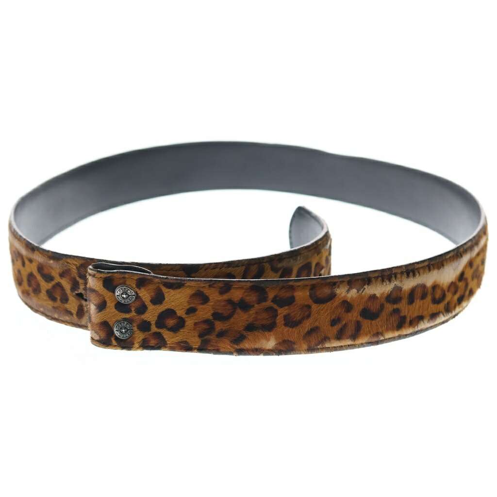 CHROME HEARTS(クロムハーツ) 大きさ:34 1.5 STRAP 1.5inch レオパード柄 スクロールレーベルリベッツ なめし革三尺帯 赤銅色/黒いこと【中古】【度合いB】【色つや赤銅色】【取りまわしバス発着場BRING亜米利加村店】